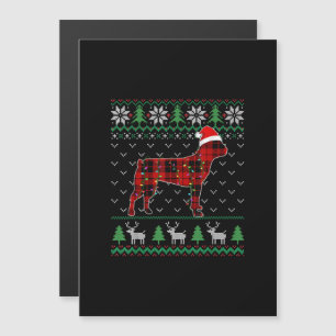 Invitación Magnética Perro de Cuadro Rojo Luces de Navidad Feas Boston