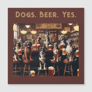 Invitación Magnética Perros. Cerveza. Sí. Perros divertidos