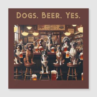 Invitación Magnética Perros. Cerveza. Sí. Perros Divertidos