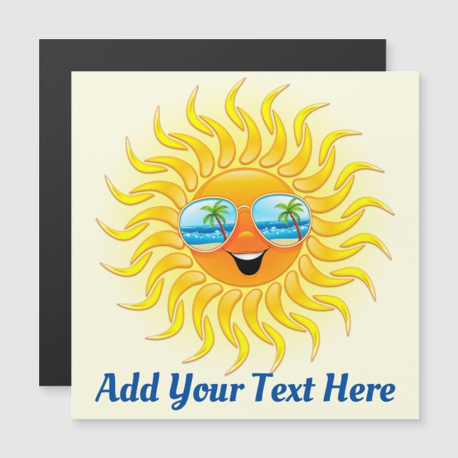 Invitación Magnética Personalizado de sol de verano con gafas de sol (Anverso/Reverso)