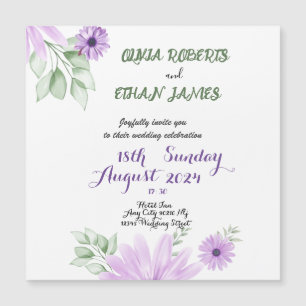 Invitación Magnética Personalizado elegante acuarela Boda violeta flora