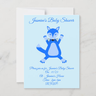 Invitación Magnética Personalizado Fox de Cute Blue Baby Boy