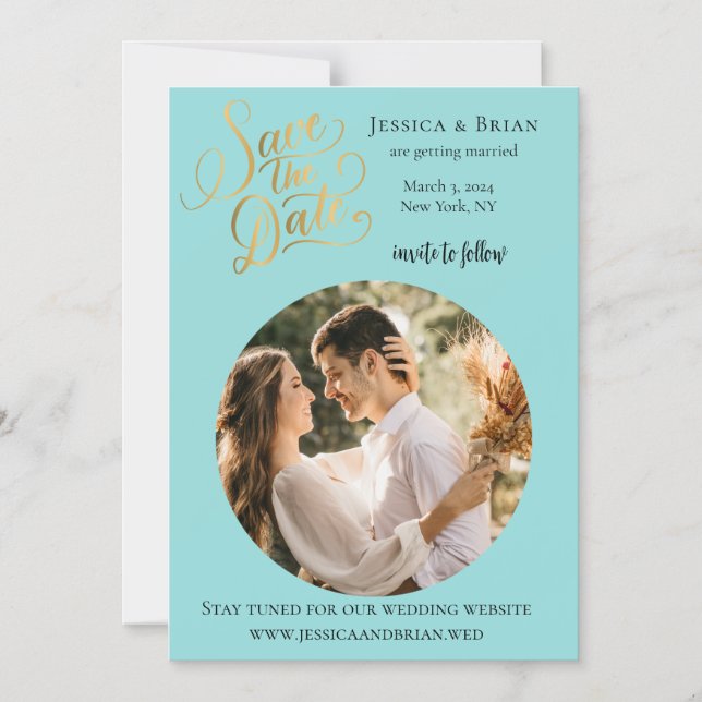 Invitación Magnética Personalizado magnético boda Foto Guardar fecha (Anverso)