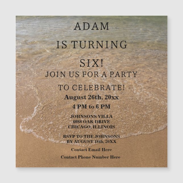 Invitación Magnética Personalizado náutico de Birday Party Beach Trendy (Anverso)