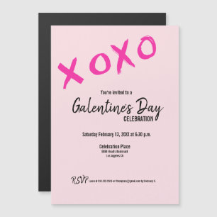 Invitación Magnética Personalizado Rosa Xoxo Fiesta de Galentine