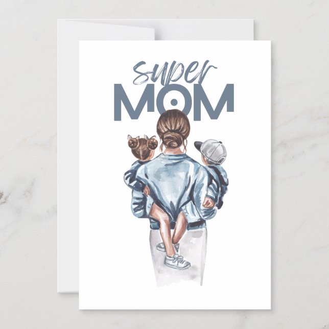 Invitación Magnética Personalized Super Mom with Son and Daughter Gift  (Anverso)