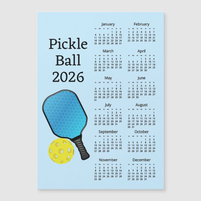 Invitación Magnética Pickleball 2026 Calendar (Anverso)