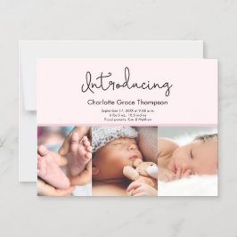 Invitación Magnética Pink Baby Photos Presentando Personalizado de guio