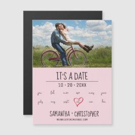 Invitación Magnética Pink It's a Date Personalizado Photo Engagement