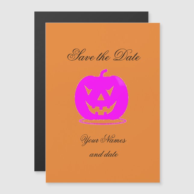 Invitación Magnética Pink Jack o'lantern Halloween Thunder_Cove (Anverso/Reverso)