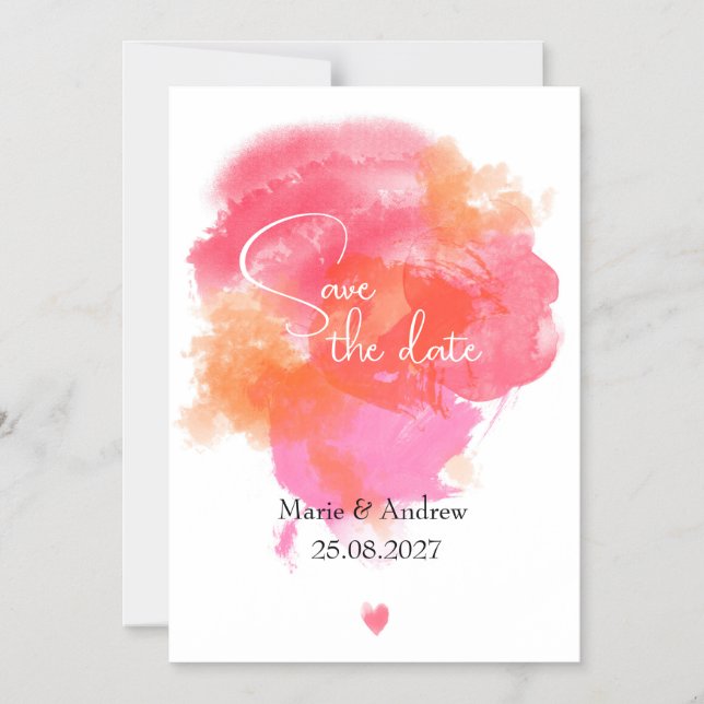 Invitación Magnética Pink watercolor Save the date  (Anverso)