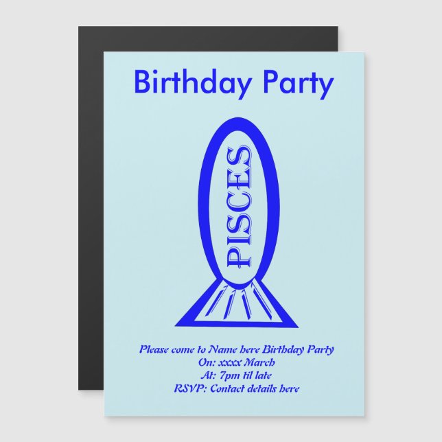 Invitación Magnética Piscis Star Sign Fish Personalizado invita (Anverso/Reverso)