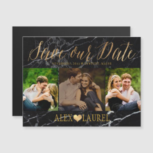 Invitación Magnética PixDezines Marble Save Our Date/Faux Gold