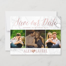 Invitación Magnética PixDezines Marble Save Our Date/Faux Rosa Gold