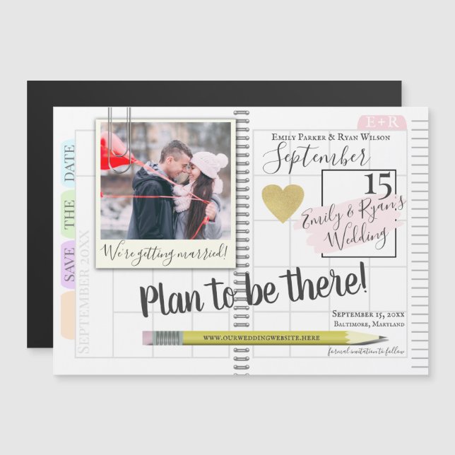 Invitación Magnética Planificar para estar ahí Calendario del planifica (Anverso/Reverso)