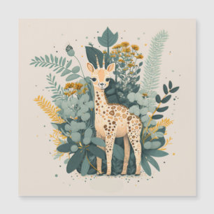 Invitación Magnética Platos de papel de jirafa floral linda