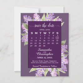 Invitación Magnética Plum Purple Lilacs Wedding Save the Date Calendar