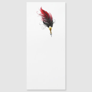 Invitación Magnética Pluma de plumas rojas con nido de oro