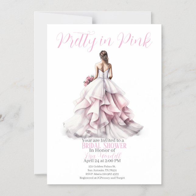 Invitación Magnética Pretty in Pink Bridal Shower Invitation  (Anverso)
