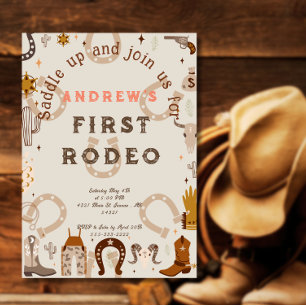 Invitación Magnética Primer Patrón de Herradura de Rodeo Country