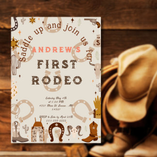 Invitación Magnética Primer Patrón de Herradura de Rodeo Country