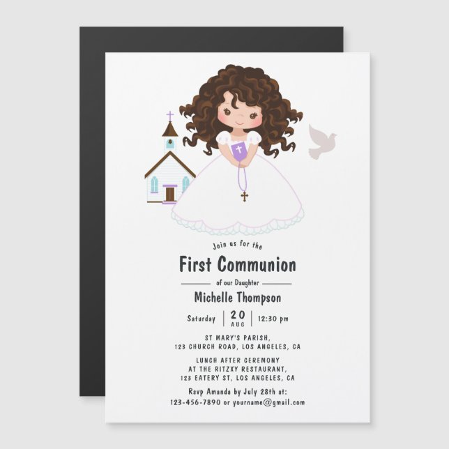 Invitación Magnética Primera Comunión de Niña (Anverso/Reverso)