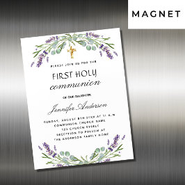 Invitación Magnética Primera comunión lavender eucalyptus violeta lujo