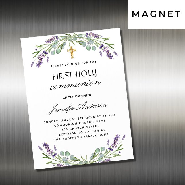 Invitación Magnética Primera comunión lavender eucalyptus violeta lujo (Subido por el creador)