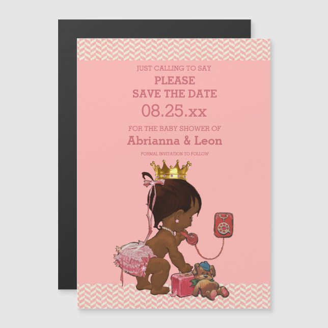 Invitación Magnética Princesa étnica por teléfono salva a los Chevrons  (Anverso/Reverso)