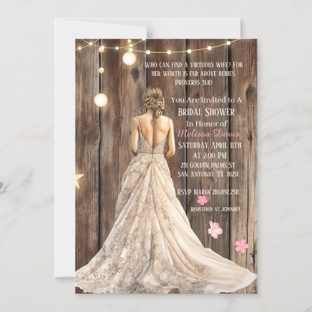 Invitación Magnética Proverbs 31:10 Bridal Shower Invitation (Anverso)