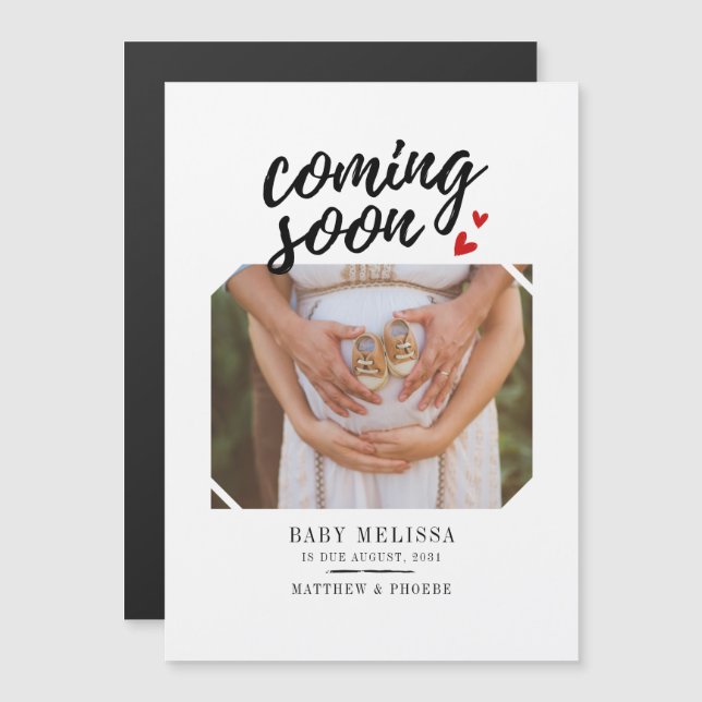 Invitación Magnética Próximamente Embarazo De Niña Bebé (Anverso/Reverso)