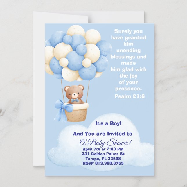 Invitación Magnética Psalm 21:6 Boy Baby Shower Invitation (Anverso)