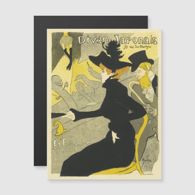 Invitación Magnética Publicidad francesa vintage de Divan Japonaise (Anverso/Reverso)