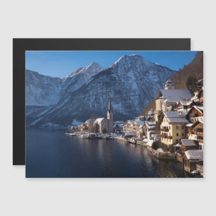 Invitación Magnética Pueblo de Hallstatt en la nieve en invierno