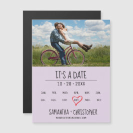 Invitación Magnética Purple It's a Date Personalizado Photo Engagement