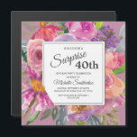 Invitación Magnética Púrpura Pink Wildflower Square 40.º Fiesta de cump<br><div class="desc">Colorida flor de color morado y color de agua rosa 40 cumpleaños fiesta invitación magnética cuadrada para mujeres. Póngase en contacto con nosotros para obtener ayuda sobre la personalización o para solicitar productos coincidentes.</div>