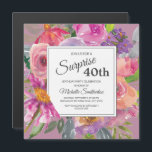 Invitación Magnética Púrpura Pink Wildflower Square 40.º Fiesta de cump<br><div class="desc">Colorida flor de color morado y color de agua rosa 40 cumpleaños fiesta invitación magnética cuadrada para mujeres. Póngase en contacto con nosotros para obtener ayuda sobre la personalización o para solicitar productos coincidentes.</div>