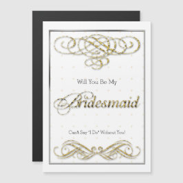 Invitación Magnética Purpurina de oro Scroll Be my Bridesmaid