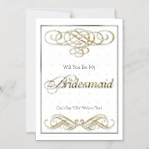Purpurina de oro Scroll Be my Bridesmaid