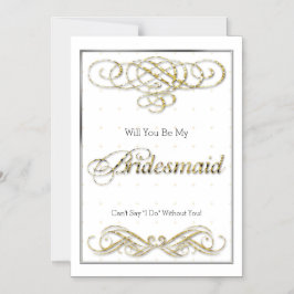 Invitación Magnética Purpurina de oro Scroll Be my Bridesmaid