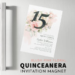 Invitación Magnética Quinceanera 15º cumpleaños Floral Rustica moderna<br><div class="desc">Agradables invitaciones modernas y elegantes a la fiesta de cumpleaños de Quinceañera Mis Quince Anos. Rústico floral de olivo verde y flores doradas subió con un diseño de trajes de oro falso. La plantilla que se puede editar fácilmente y el texto reemplazado con sus propios detalles haciendo clic en el...</div>