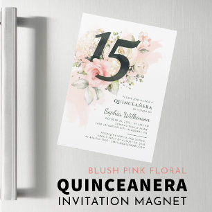 Invitación Magnética Quinceanera 15º cumpleaños Floral Rustica moderna
