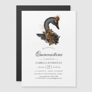 Invitación Magnética Quinceañera Cisne Negro