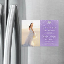 Quinceañera Foto de Guardar Fecha Lila Morado Estr