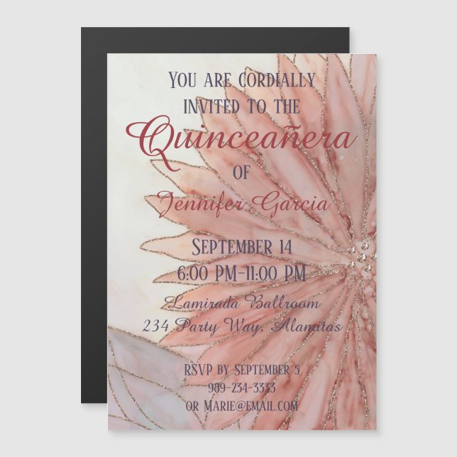 Invitación Magnética Quinceanera Magnetic 15th Birthday Party (Anverso/Reverso)