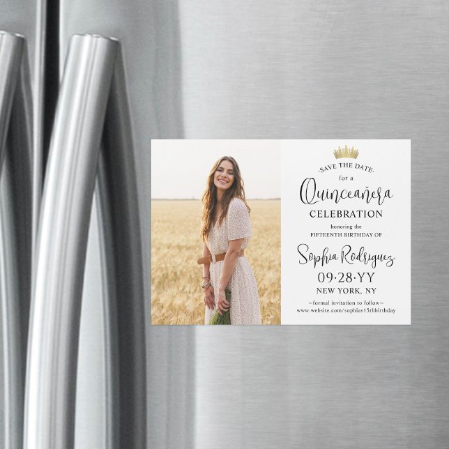 Invitación Magnética Quinceañera salva la foto moderna de la corona de  (Subido por el creador)