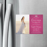 Invitación Magnética Quinceañera salva la foto rosa de Fuschia<br><div class="desc">Comparte la alegre noticia de la próxima celebración de Quinceañera con una foto moderna de moda, ahorra las invitaciones magnéticas de la fecha. La imagen y todas las palabras de esta plantilla son fáciles de personalizar, y el respaldo magnético las hace fáciles de mostrar para la familia y amigos. Los...</div>