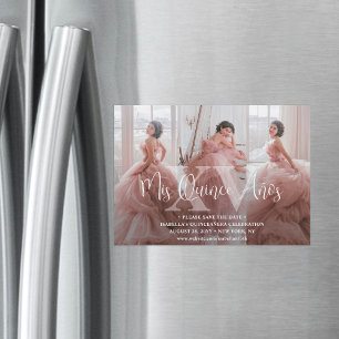 Invitación Magnética Quinceañera Salven la fecha 3 Collage de fotos Mis