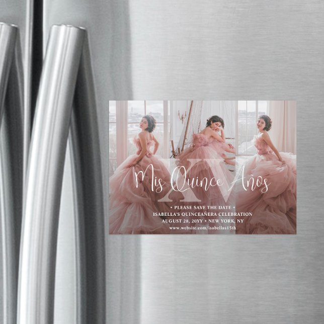 Invitación Magnética Quinceañera Salven la fecha 3 Collage de fotos Mis (Subido por el creador)