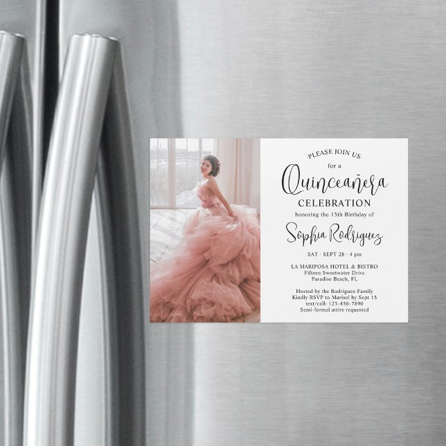 Invitación Magnética Quinceañera simple foto moderna cumpleaños 15 (Subido por el creador)